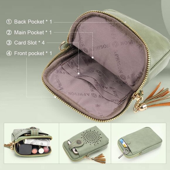 Small Crossbody Bags for Women, Lightweight Vegan Leather Cell Phone Purse, Cute - Picture 6 of 7